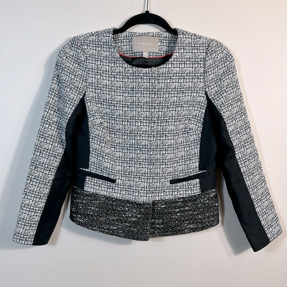 Banana Republic Career Tweed Zip Button Jacket Lined Professional Women Size 0